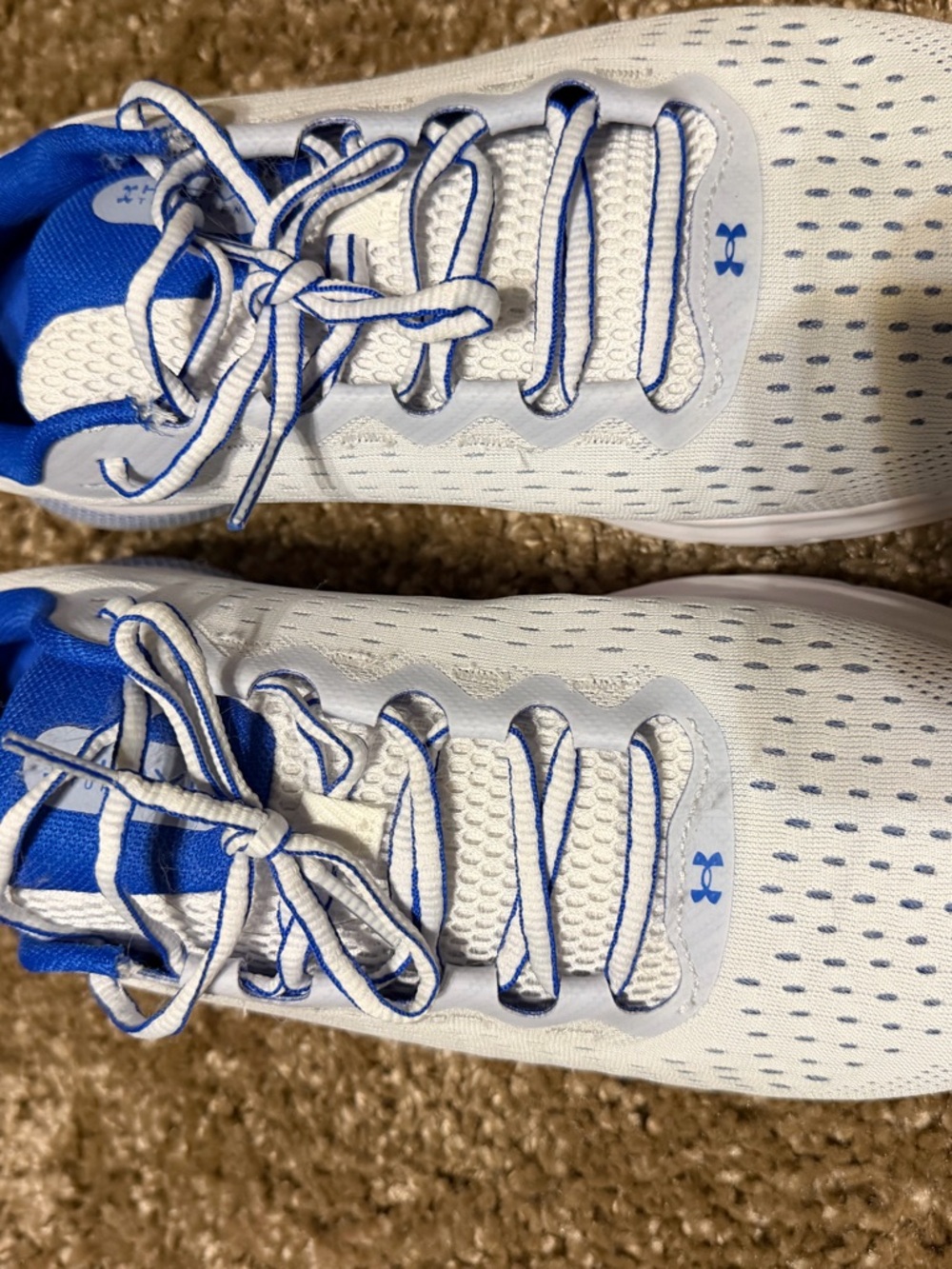 Under Armour Hovr White and Blue Athletic Shoes